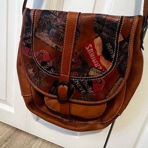 Patricia Nash Italian Leather Crossbody Bag with Vintage Print